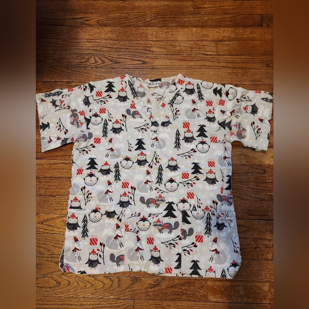 UA Winter/Holiday Scrub Top